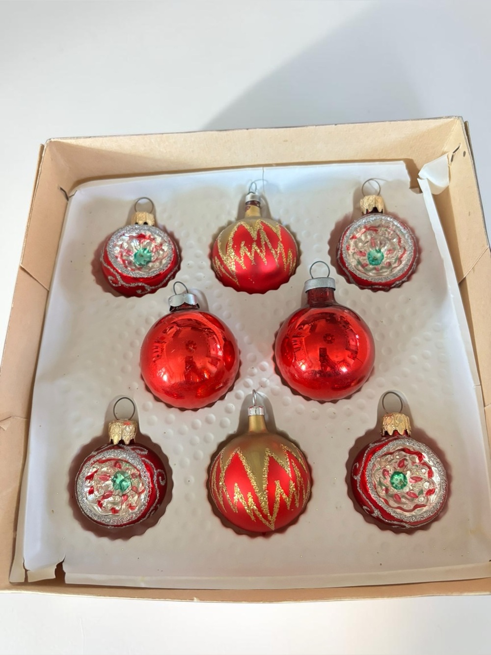 Alderbrook Czechoslovakia Glass Christmas Ornaments Lot 8 Reflector Vintage